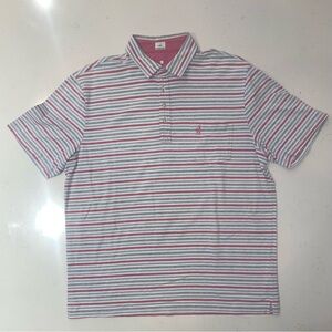 Johnnie-O Men's Short-Sleeve Striped Polo White, pink & Blue Cotton